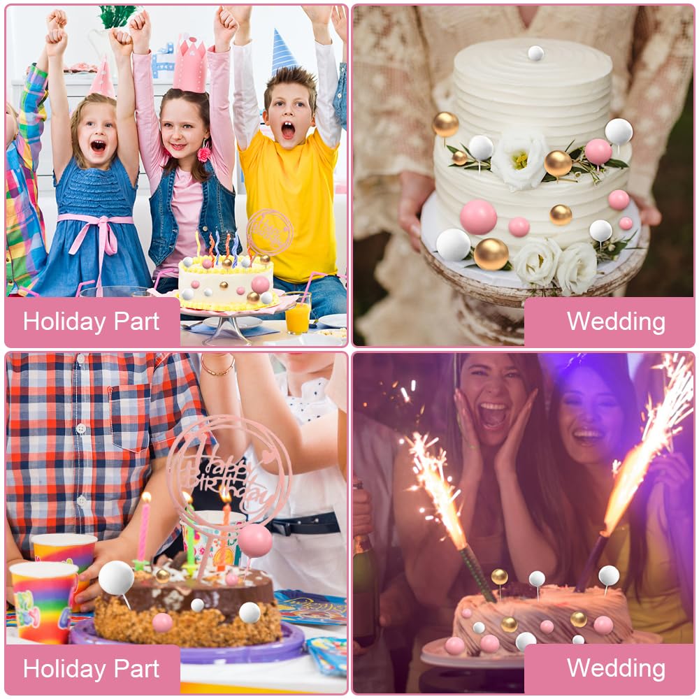 46 Stück Tortendeko-Kugeln In Gold, Rosa & Weiß – Kuchen-Deko Für Hochzeit, Geburtstag & Babyparty