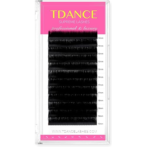 TDANCE Lash Extension Matte Black Eyelash Extension C CC D DD J B L Curl Volume & Classic Lash Extensions 0.03-0.18mm Thickness Professional Salon Use(0.18-D,14-19 mm)