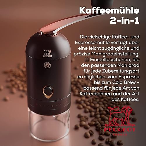 Miniatura 5 de Peugeot L'ARBRE A CAFÉ - Molinillo de café, 7.9 in, color marrón con cuchara de especias de madera