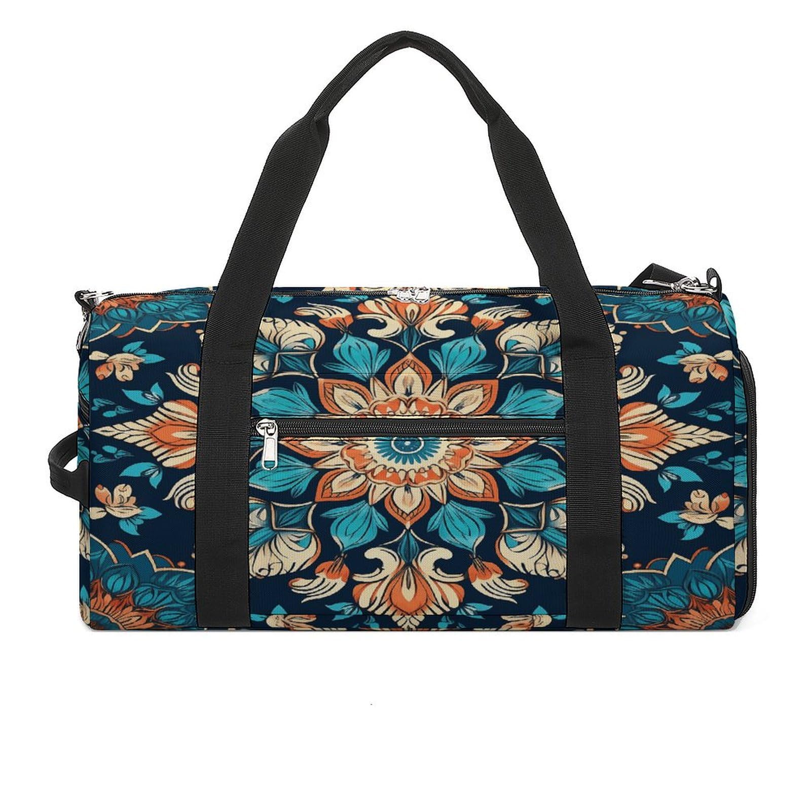 Turnbeutel für Damen und Herren, Vintage-Mandala-Blumendruck, Turnbeutel, wiederverwendbar, Turnbeutel mit Schuhfach, Stil, Einheitsgröße, modern, Stil:, Einheitsgröße, Modern