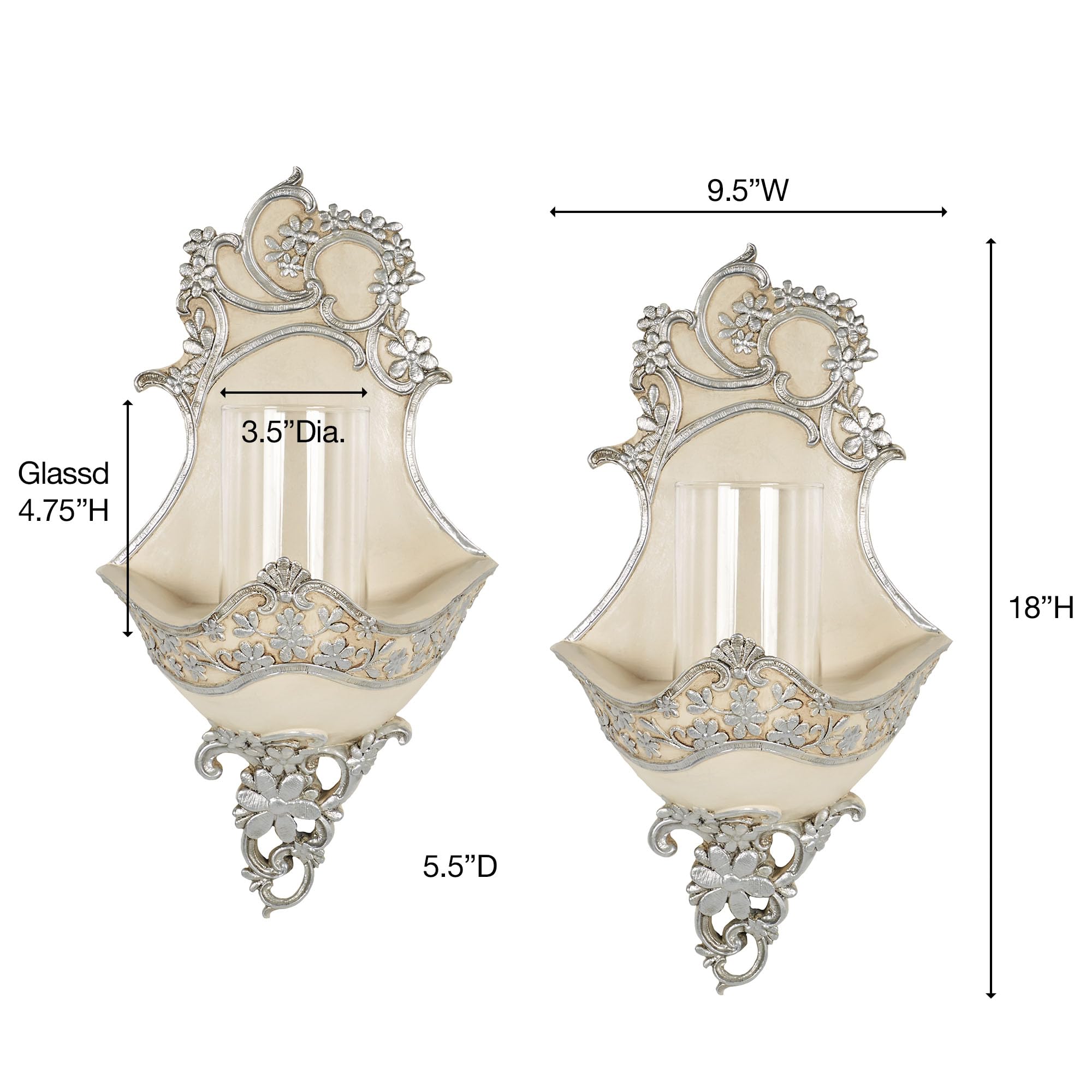 Amazon.com: Floressa Ivory Silver Metallic Wall Sconce Pair : Home