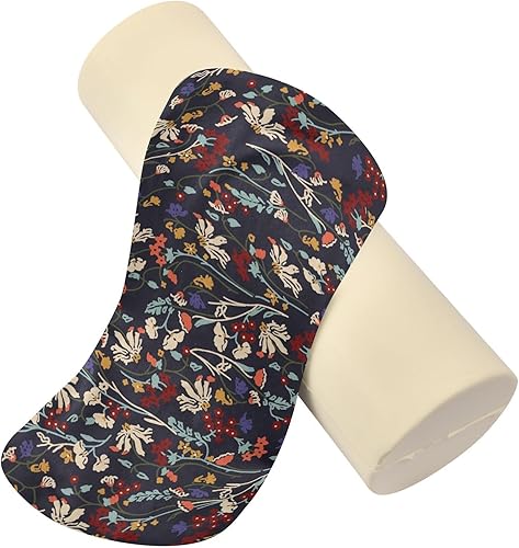 Miniatura 2 de FUGIDOG Almohada cervical de espuma viscoelástica para el dolor de cuello, diseño floral vintage, almohada redonda con funda extraíble lavable,