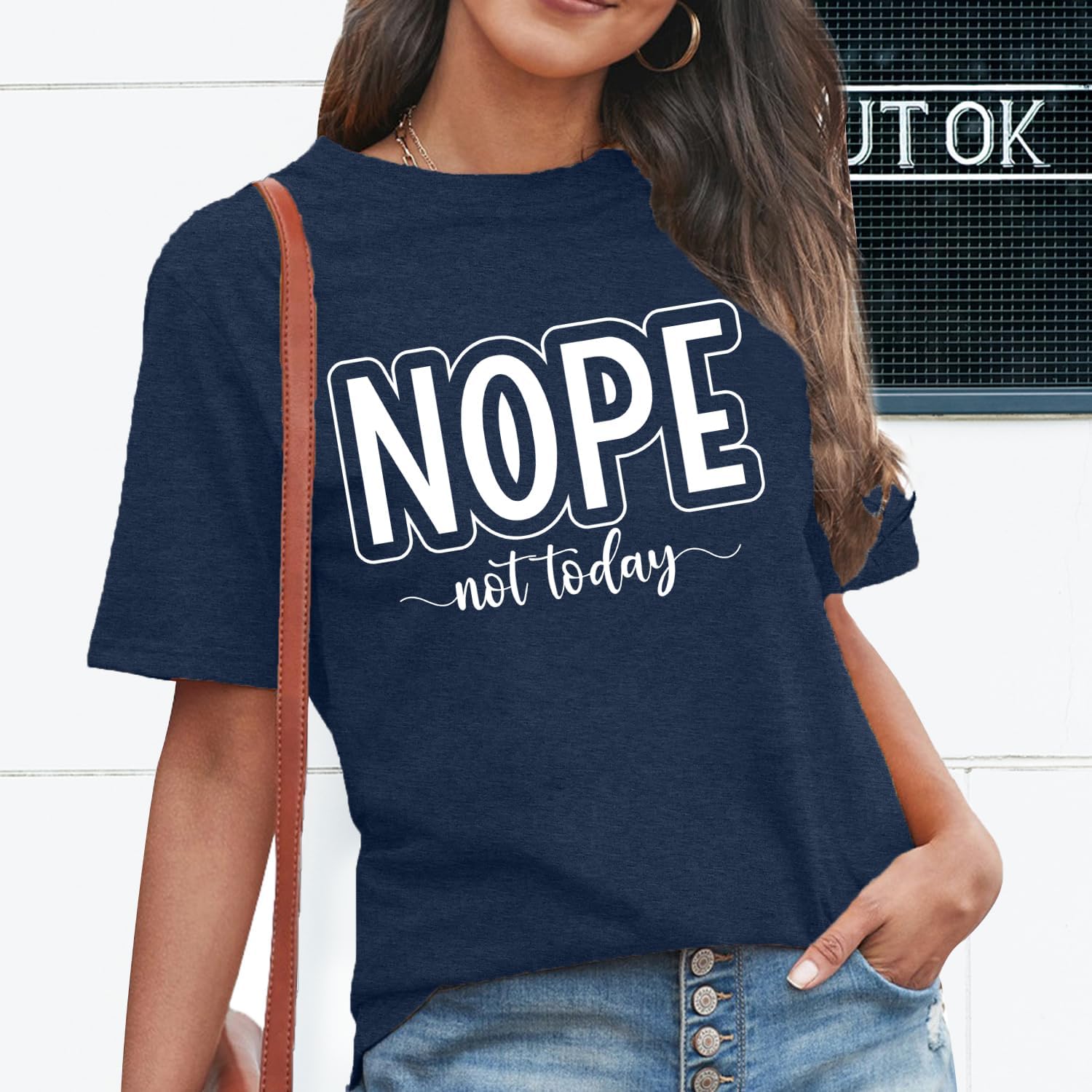 MAIHUN Women Nope Not Today Shirt Funny Saying Short Sleeve Summer Blouse Tee Top - Image 2