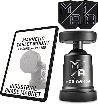 Mob Armor Tabnetic Maxx Magnetic Tablet Mount with Adhesive Steel Plate 290lb Pull Force, 180 Tilt, 360 Rotation, Slim Zinc-Coated Carbon Steel, Universal for Trucks, Cars & RVs