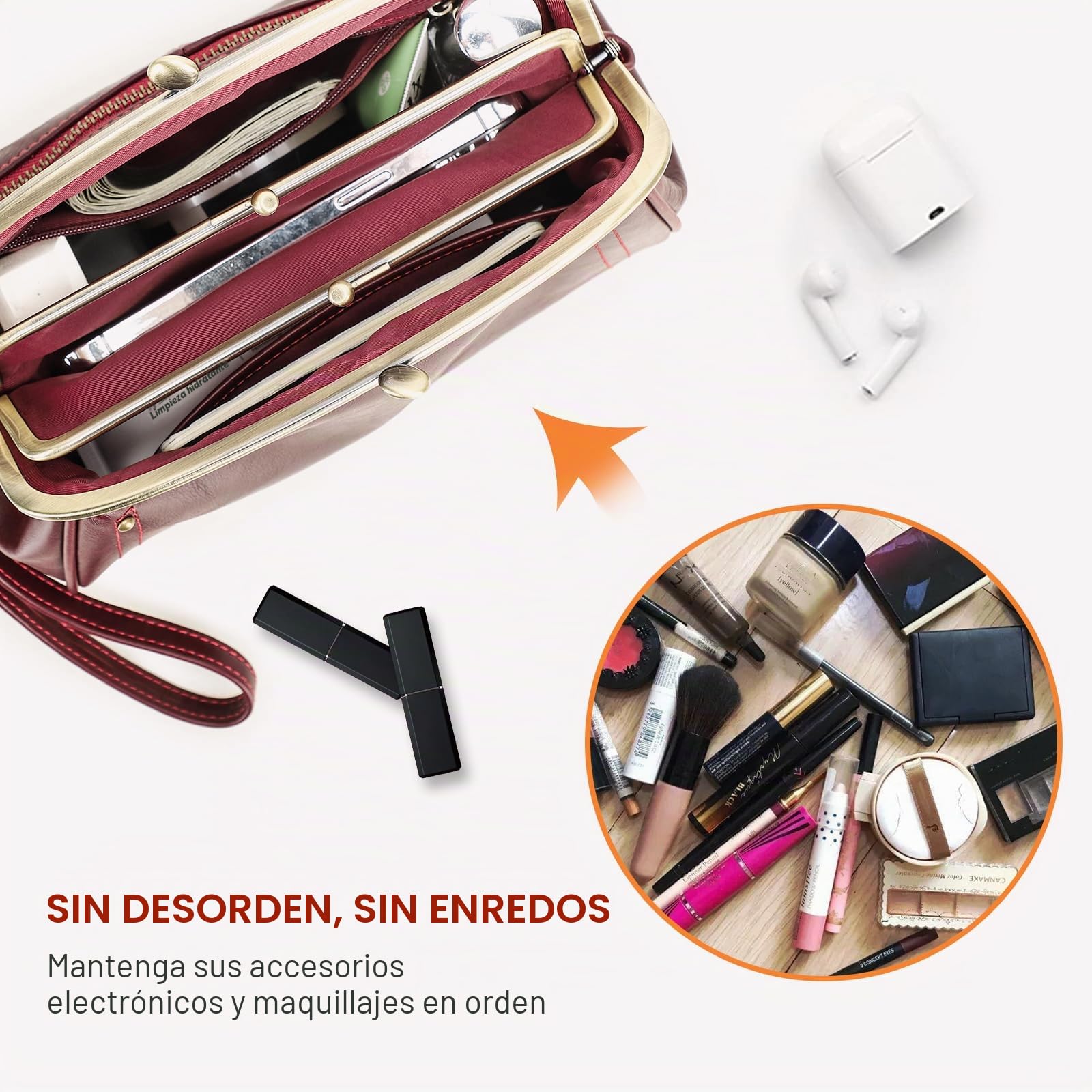Contacts Kiss Lock - Bolso de mano de piel auténtica para mujer, con cierre de beso, cartera de muñeca Vitange, bolso de noche