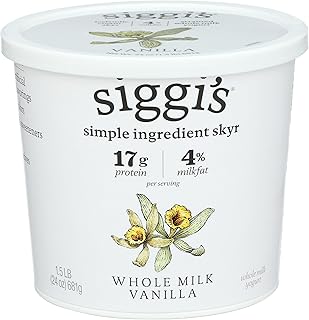 siggi’s® Icelandic Strained Whole Milk Yogurt, Vanilla, 24 oz. – Thick, Protein-Rich Yogurt Snack