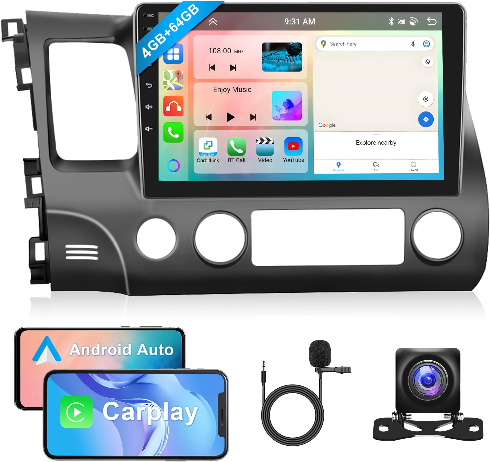 Sponsored Ad - 8 Core 4G+64G CarPlay Radio for Honda Civic 2006-2011, Rimoody Android 13 Car Stereo GPS 4G-WiFi Android Auto Mirror Link 10.1 Inch Touchscreen Bluetooth FM/RDS DSP-36 59-UI Themes AHD Backup Camera