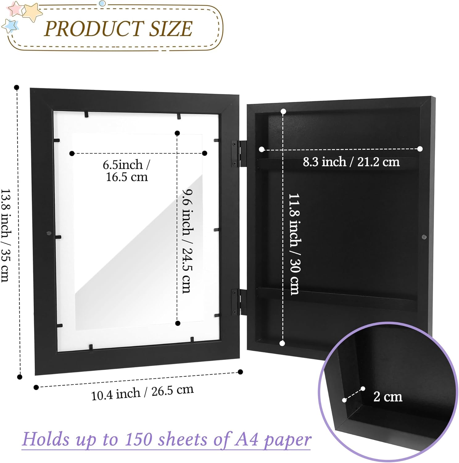 GraduationMall Kids Art Frames, Front Opening A4 Kids Artwork Display Frame Picture Frame for 50+ Pictures, Children Drawing Crafts Storage Frame