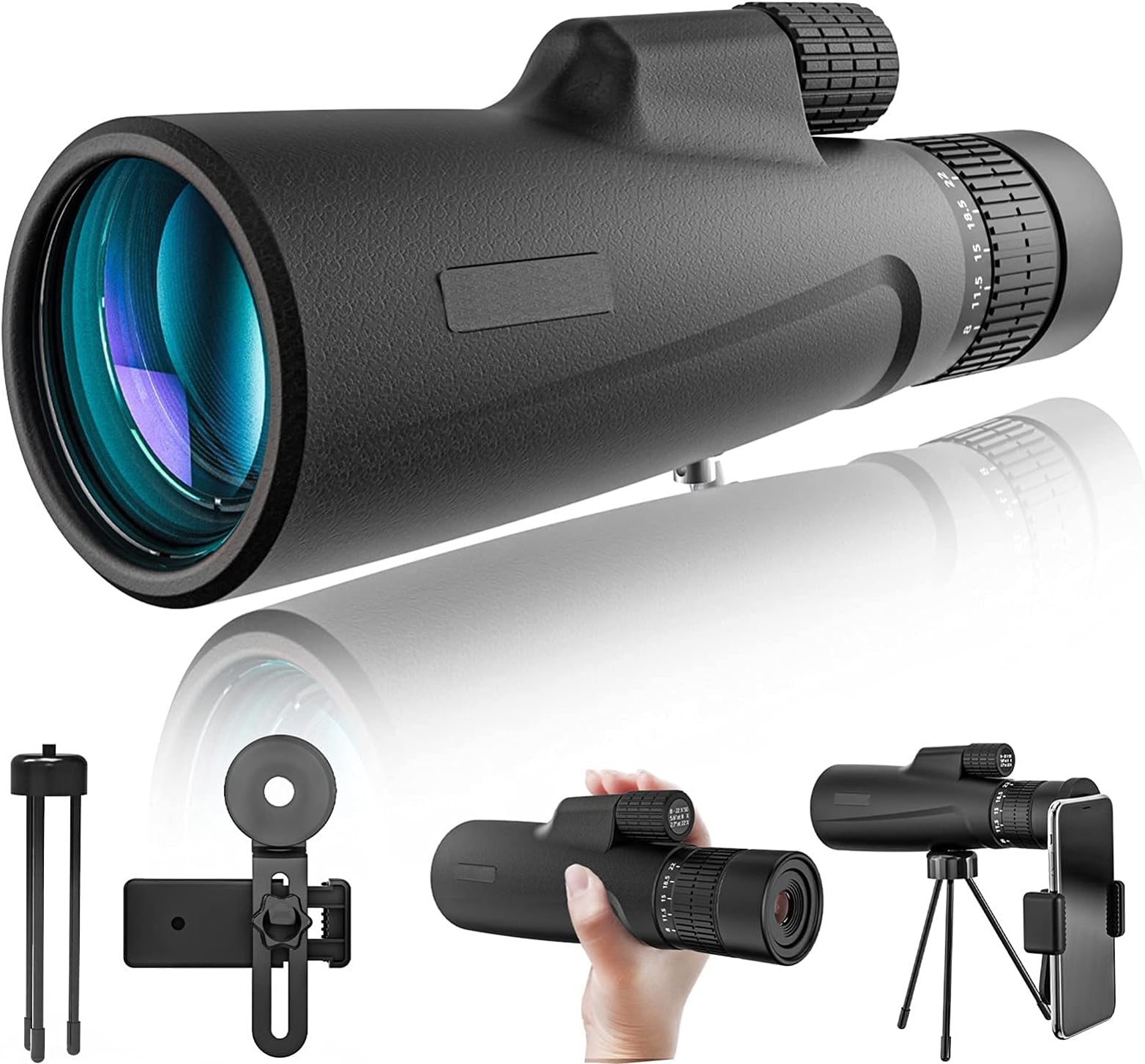Monocular, Monocular Telescope Night Vision, Monoculars for Adults, Cosmic Scope Monocular 8-22X50 with Smartphone Holder, High Power Waterproof Spotting Scope for Bird Watching