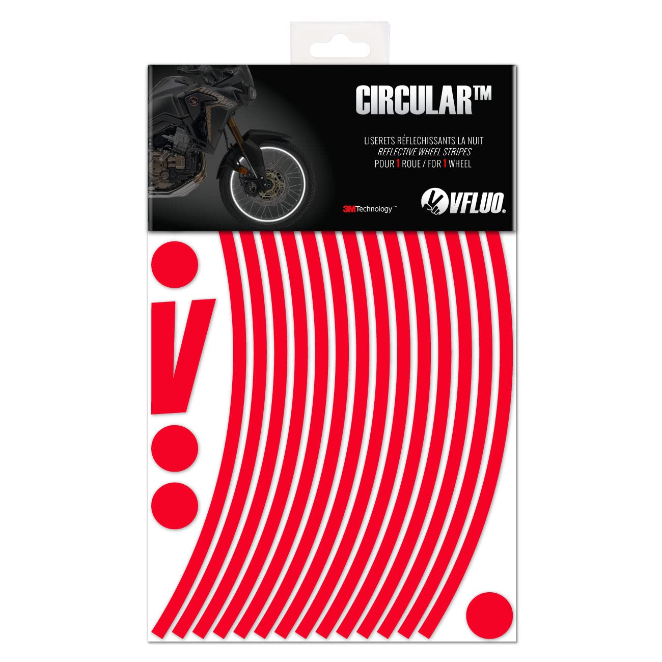 VFLUO - Kit Pegatinas Llantas de Moto Reflectantes, Autoadhesivas para 1 Rueda, 3M Technology™ - Gran Visibilidad Lateral - Discreto y diseño - Fácil colocación — view 38