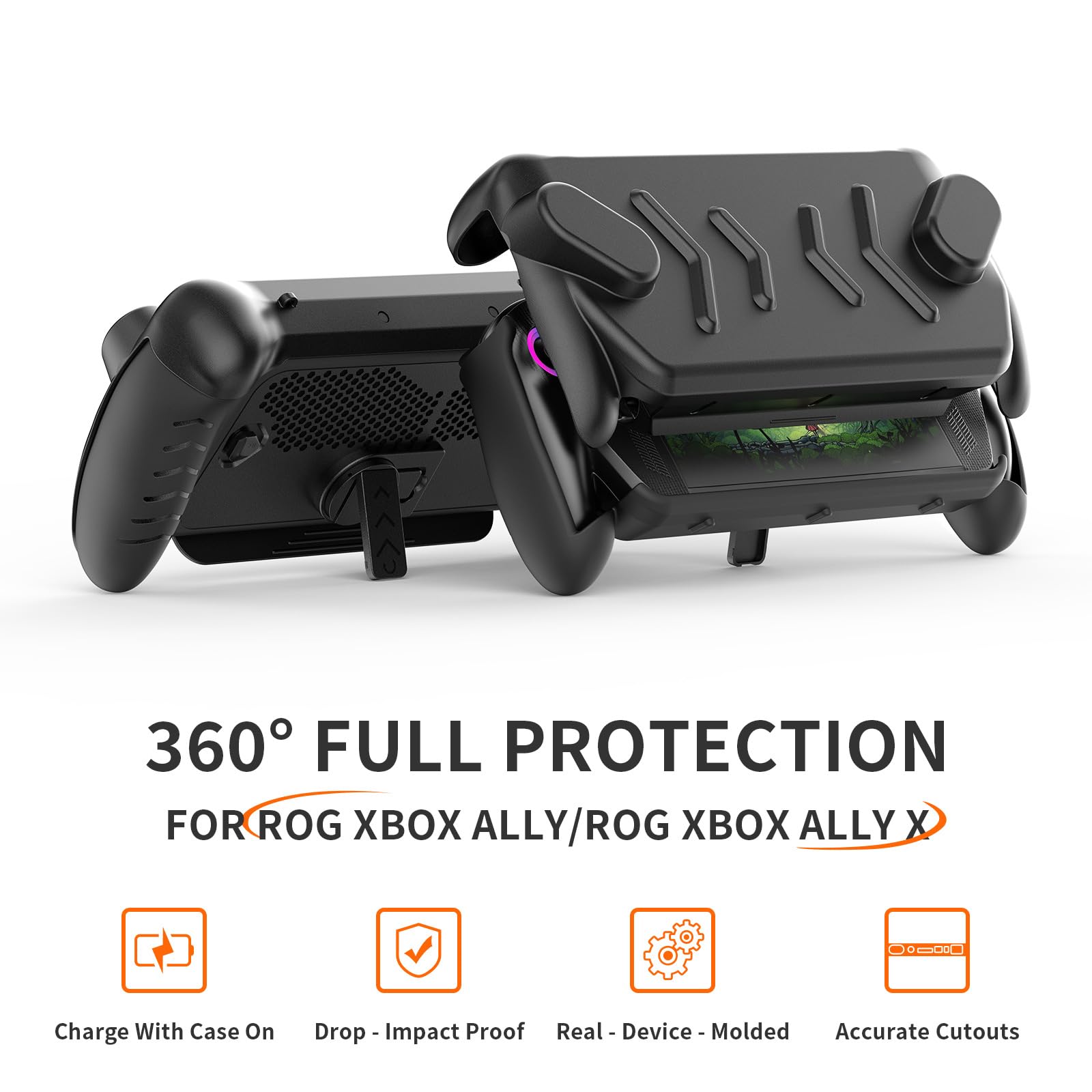 Zestaw Ochronnych Etui do ASUS ROG Xbox Ally X Konsoli do Gier 2025,ROG Xbox Ally Gaming Handheld Etui z Odłączaną Przednią Obudową,Tylnym Futerał Stojakiem i Paskiem,Czarny
