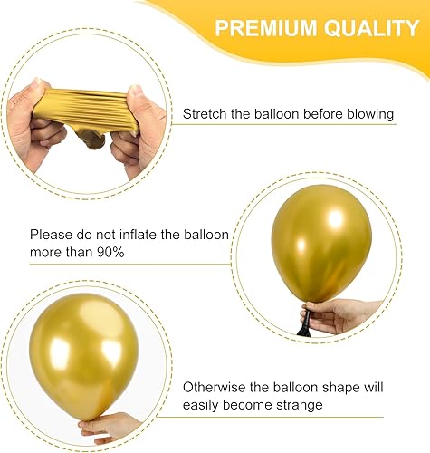 Miniatura 3 de RUBFAC Kit de 120 globos de confeti negro y dorado de 12 pulgadas, globos de fiesta metálicos dorados y negros con cintas para cumpleaños, bodas,