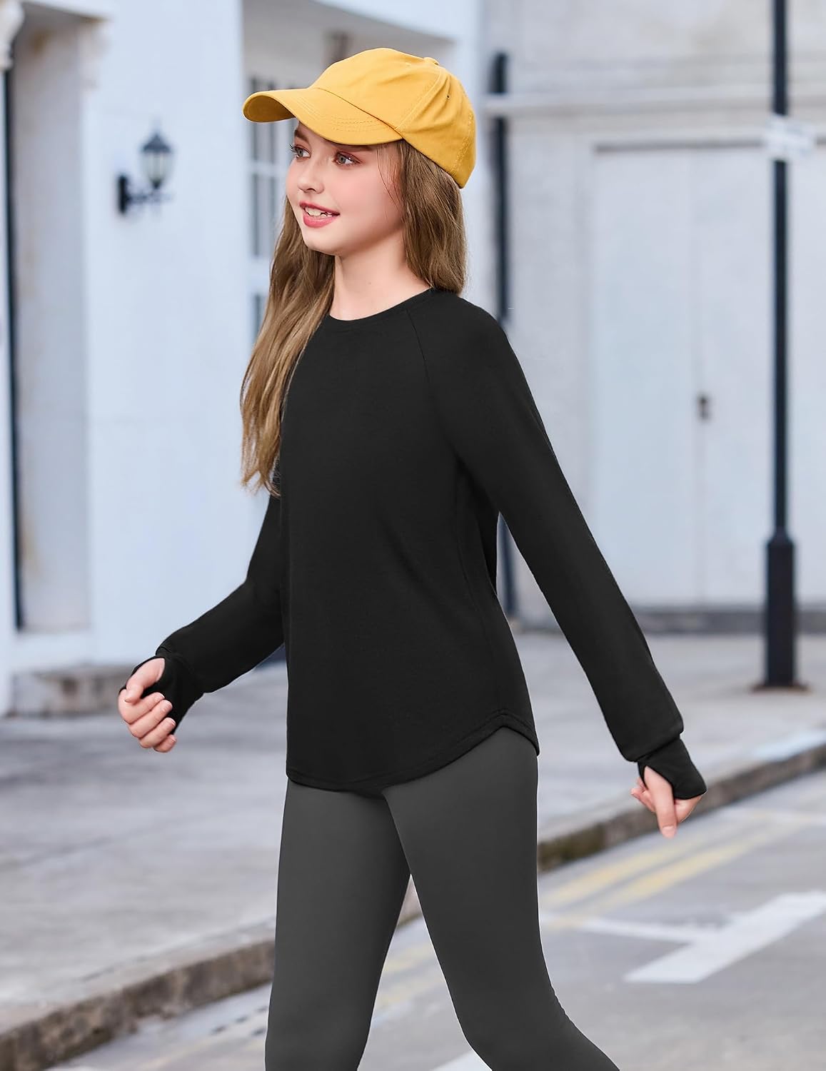 Zaclotre Girls Long Sleeve Athletic Shirts Workout Tops with Thumbholes