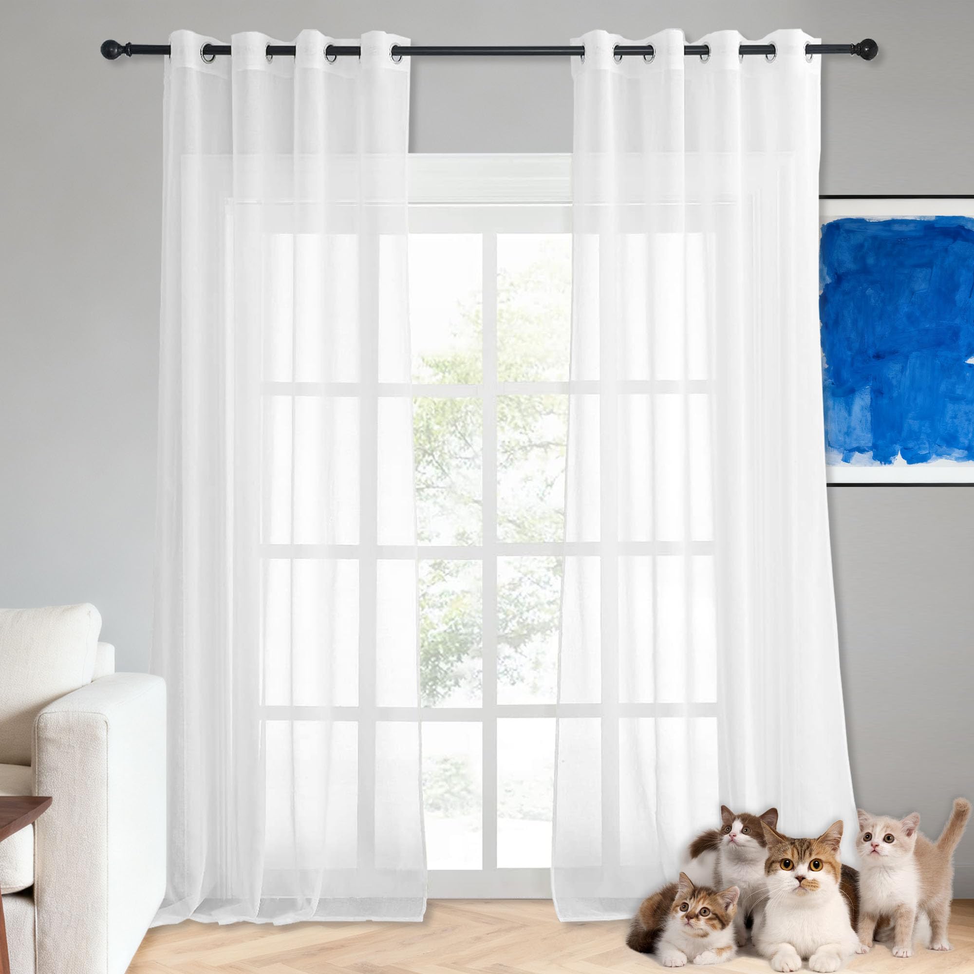 Rideaux rideau transparent 390x340 blanc pour créer une ambiance lumineuse au salon
