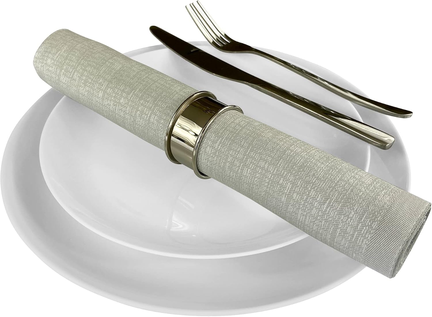 Premium Cloth Napkins by Carlo Lamperti Italy (Set of 4) 100% Cotton Silver 20"x20" Soft, Durable, Jacquard Woven Cloth Stain Release Fabric, Machine Washable, Table Linens