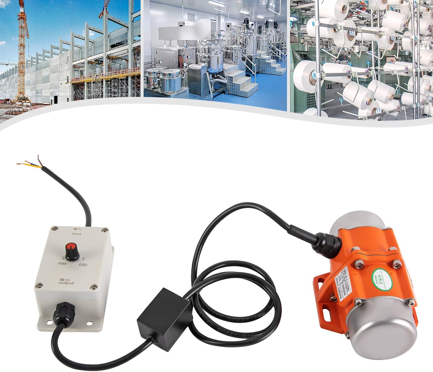 Vibration Motor, 30W Concrete Vibrator Vibration Motor with Speed Controller, 3600RPM Single Phase Power Aluminum Alloy Case Electric Asynchronous Vibrating Vibrators for Shaker Table