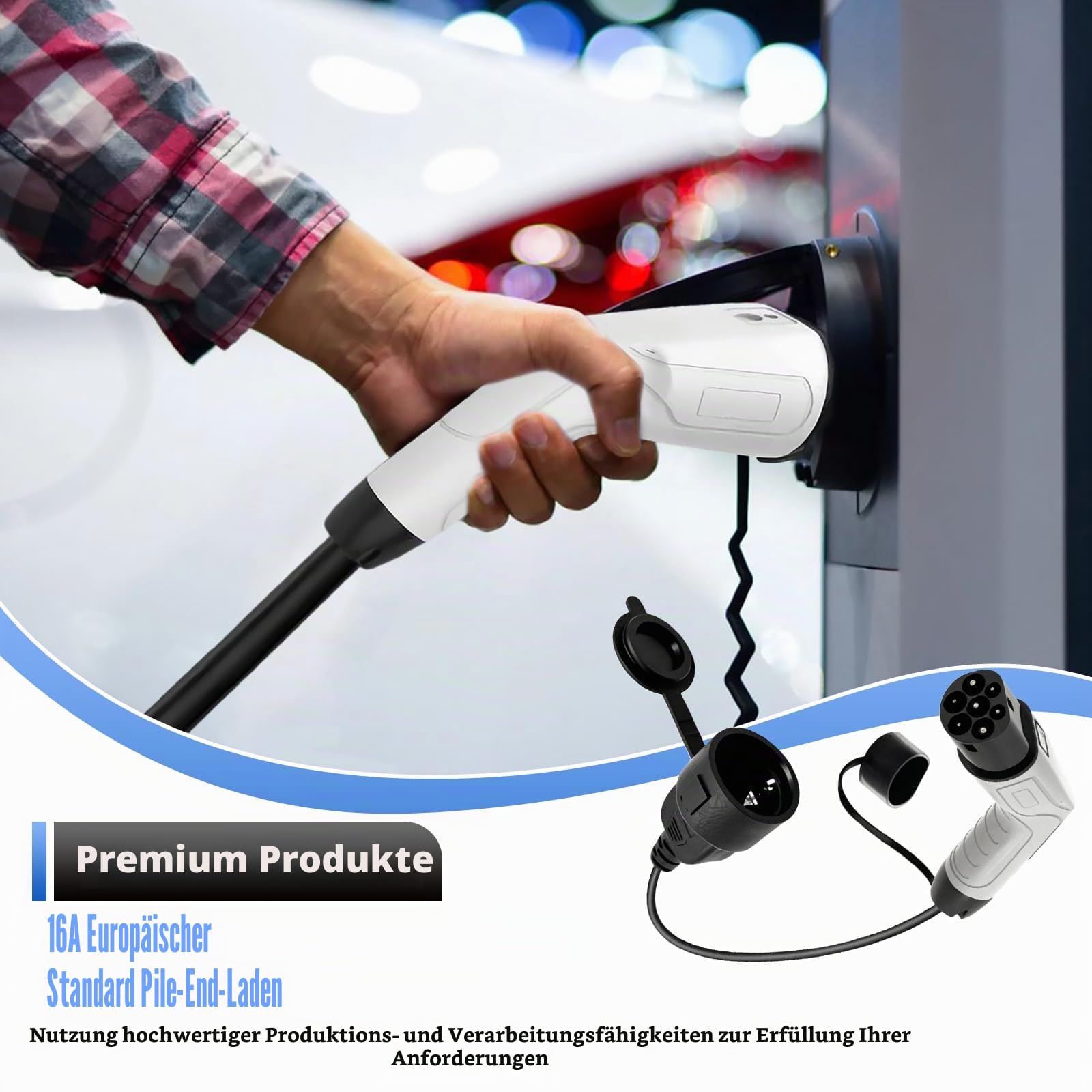 Typ2 Auf Schuko Adapter, Elektroauto Ladestecker, 3.5kw 16A Adapter 0.5m 220V typ 2 Ladekabel für EV, e Scooter,e Roller (Nicht für V2L) Wasser Staubdicht