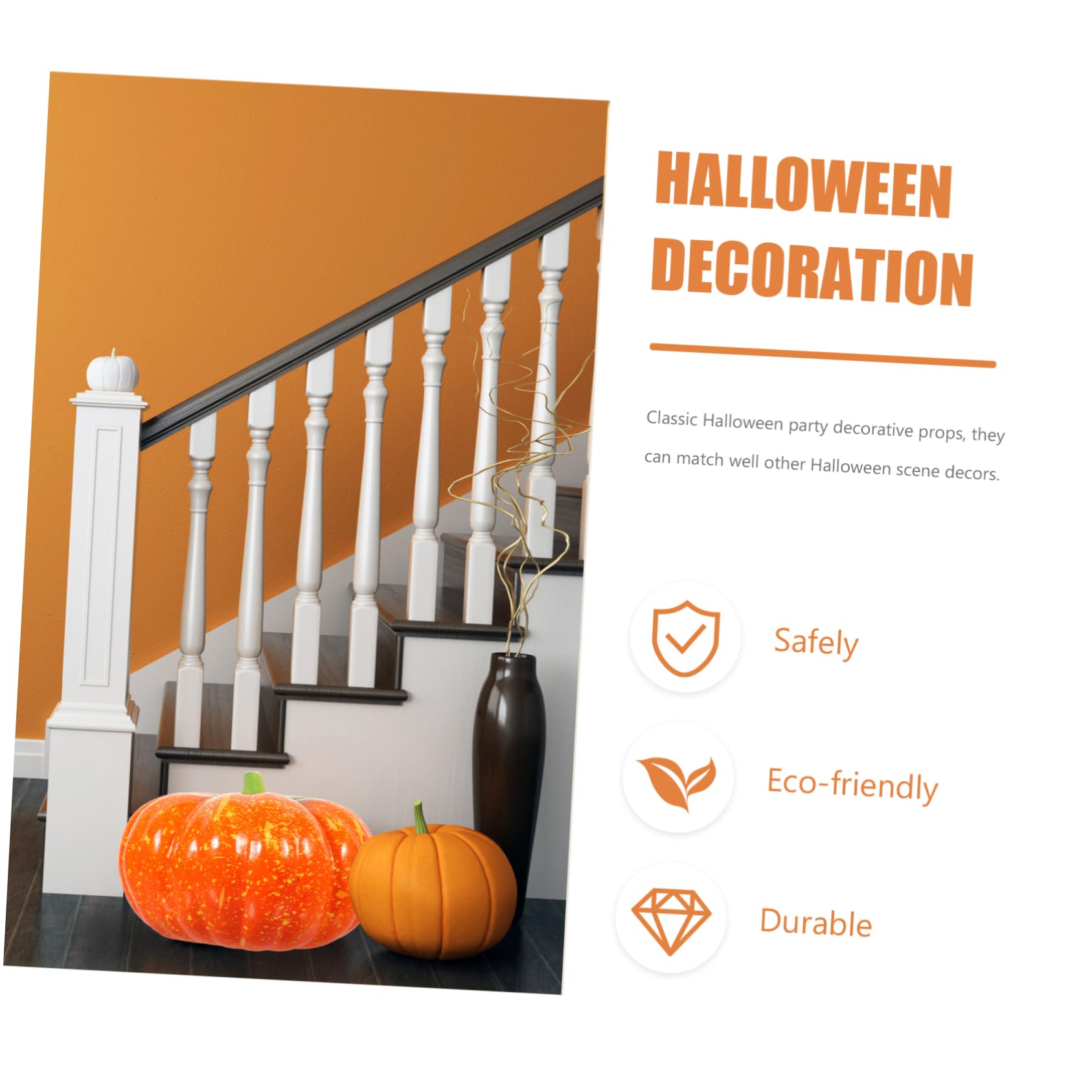 2stücke Künstlicher Schaumkürbis Dekoration Für Halloween Und Erntedankfest Leicht Platzsparend Für Themenpartys Und Fotodekoration Orange Kunstkürbis Für Festliche Stimmung