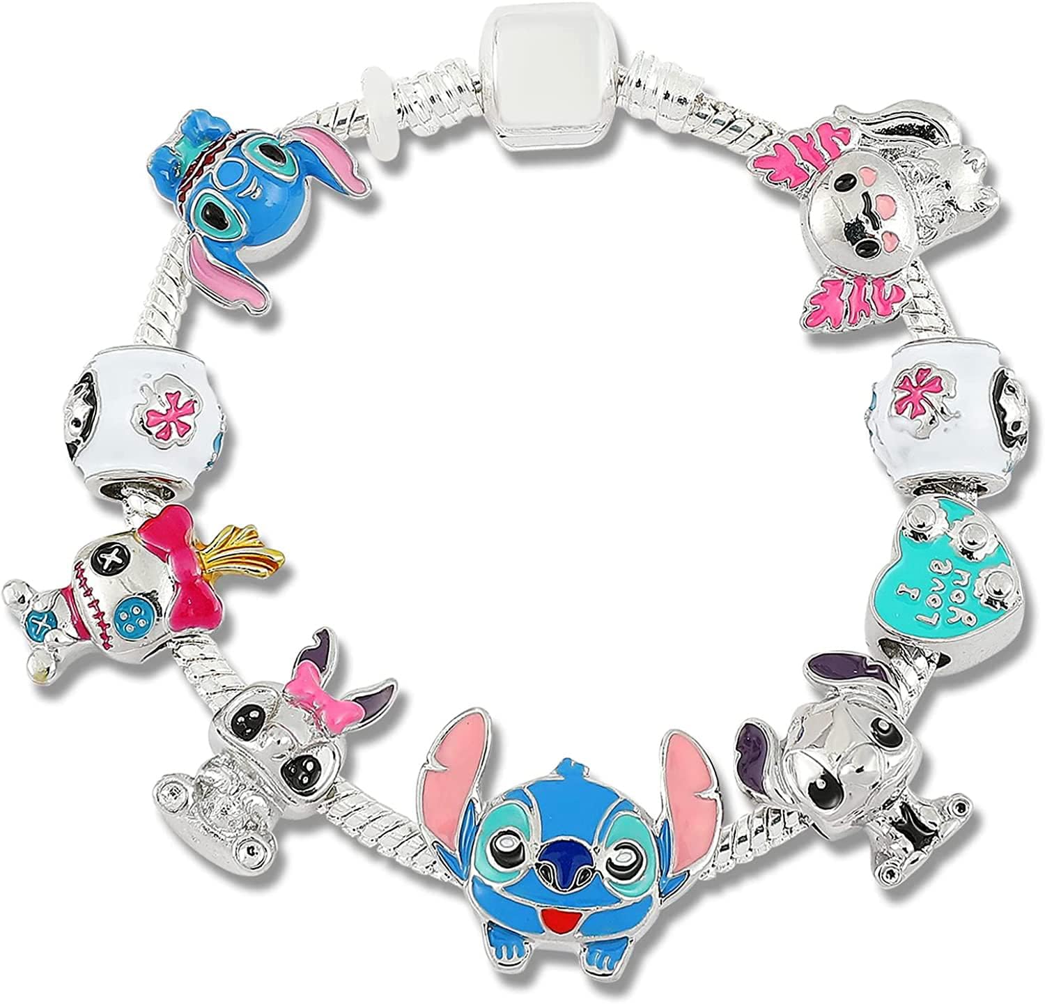 Stitch Bracelet Gift Cute Charm Bracelet Ohana Friendship Jewelry for Women Boys Girls Stitch Lover