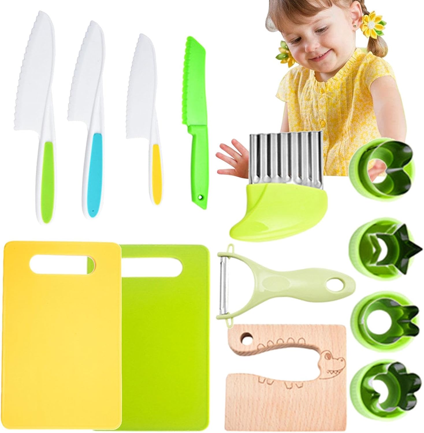 Cutting Board Cutters Set for Kids, Food Cutters for - Multifunctional Safety Kitchen Cutters Kids Safe Kitchen Set - Tools