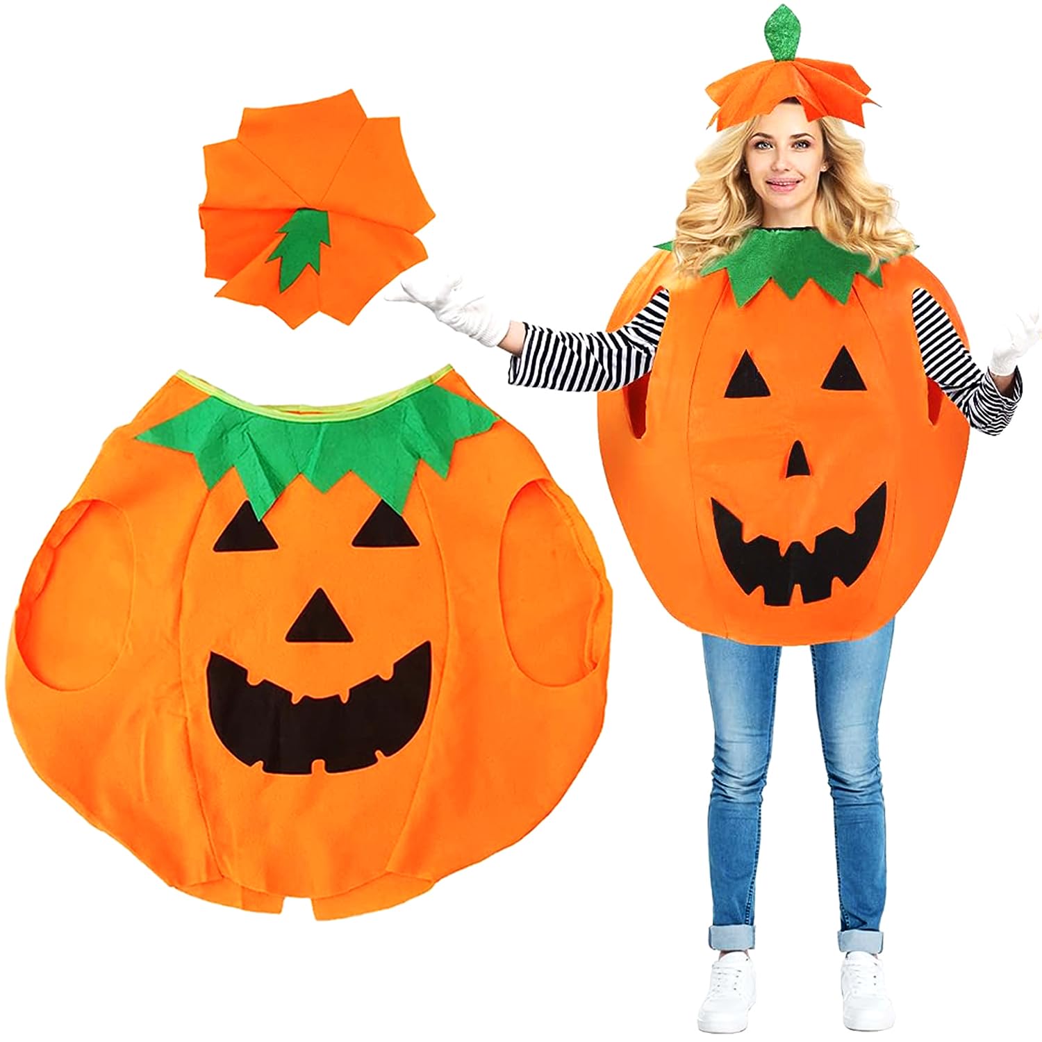 ZXYue Halloween Pumpkin Costume, Adult & Kids Unisex, Orange, One Size, Non-woven Fabric, Costume, Hat, Halloween, All Ages, Standard Size, COSTUME_OUTFIT, 470432, 391968011, 26911345031