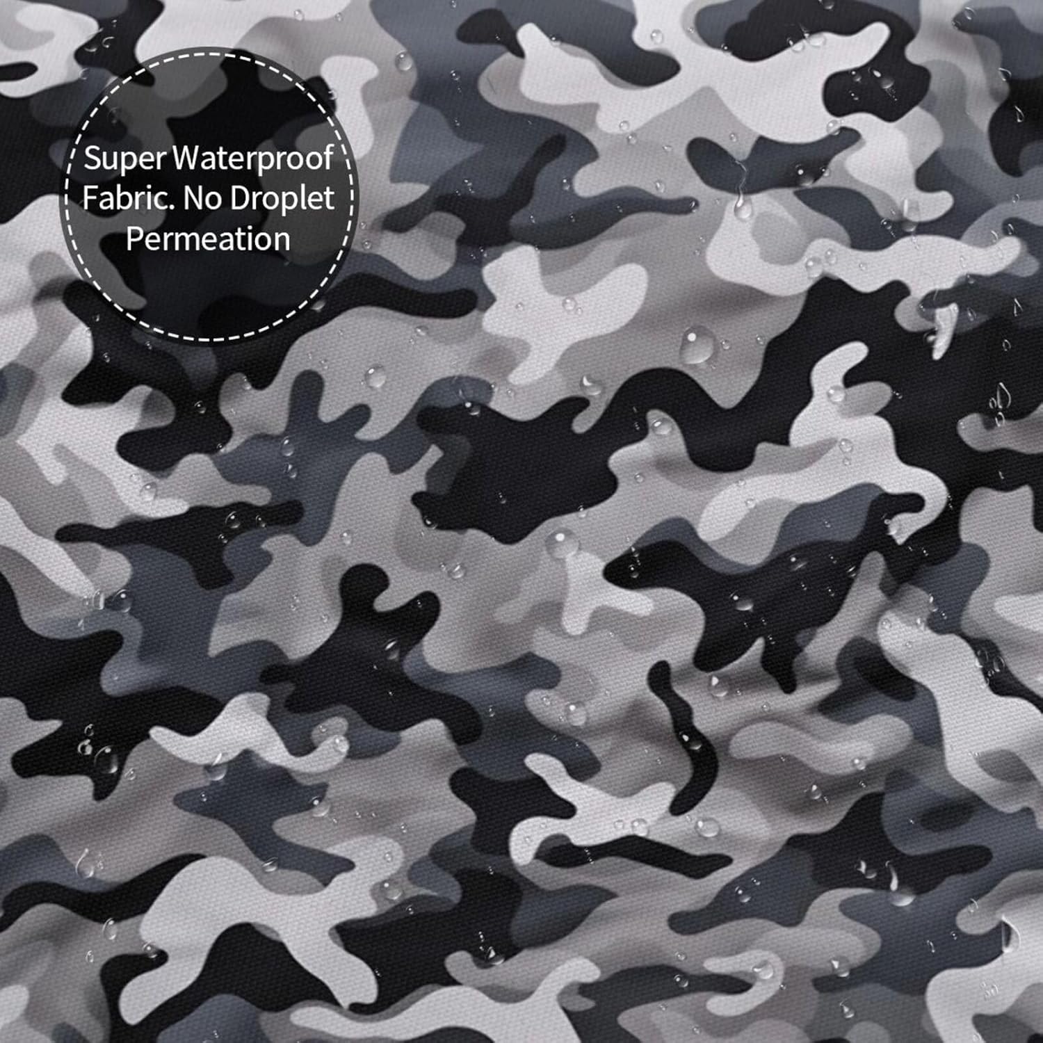 KIROJA Black Grey White Camo Shower Curtain,Waterproof Fabric Shower Curtains Bathroom Bathtub Decor with Hanging Hooks,60x72 in