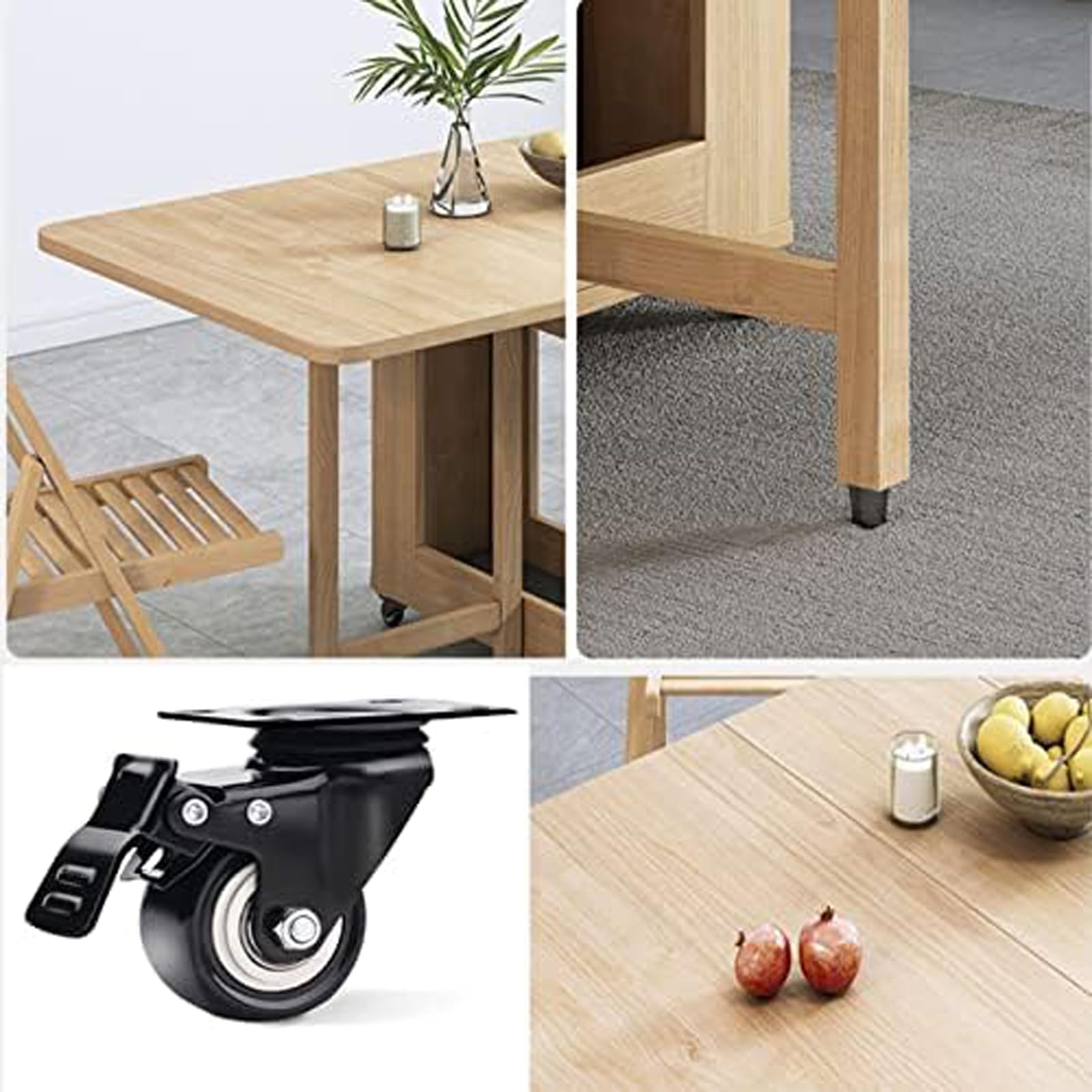 Amazon.de: Rechteckiges, klappbares Esstisch- und Stuhl-Set,  Bambus-Drop-Leaf, ausziehbar, platzsparend, mit 4 Sthlen fr das  Kchenrestaurant