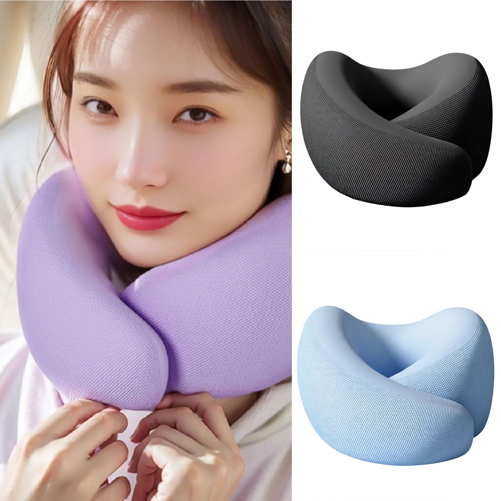 Almohada cervical de viaje lavable con relleno de espuma viscoelástica suave y diseño ligero, funda de tela extraíble, almohada de cuello de espuma viscoelástica para viajes y oficinas, con diseño