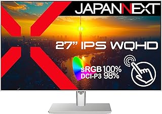 JAPANNEXT 27インチ モニター WQHD 2560x1440解像度 IPS ディスプレイ (KVM/HDMI/DisplayPort/スピーカー内蔵/高さ調節/回転(ピボット)機能/VESA対応/ブルーライトカット) JN-IPS27WQHDR-C65W-FLD-T