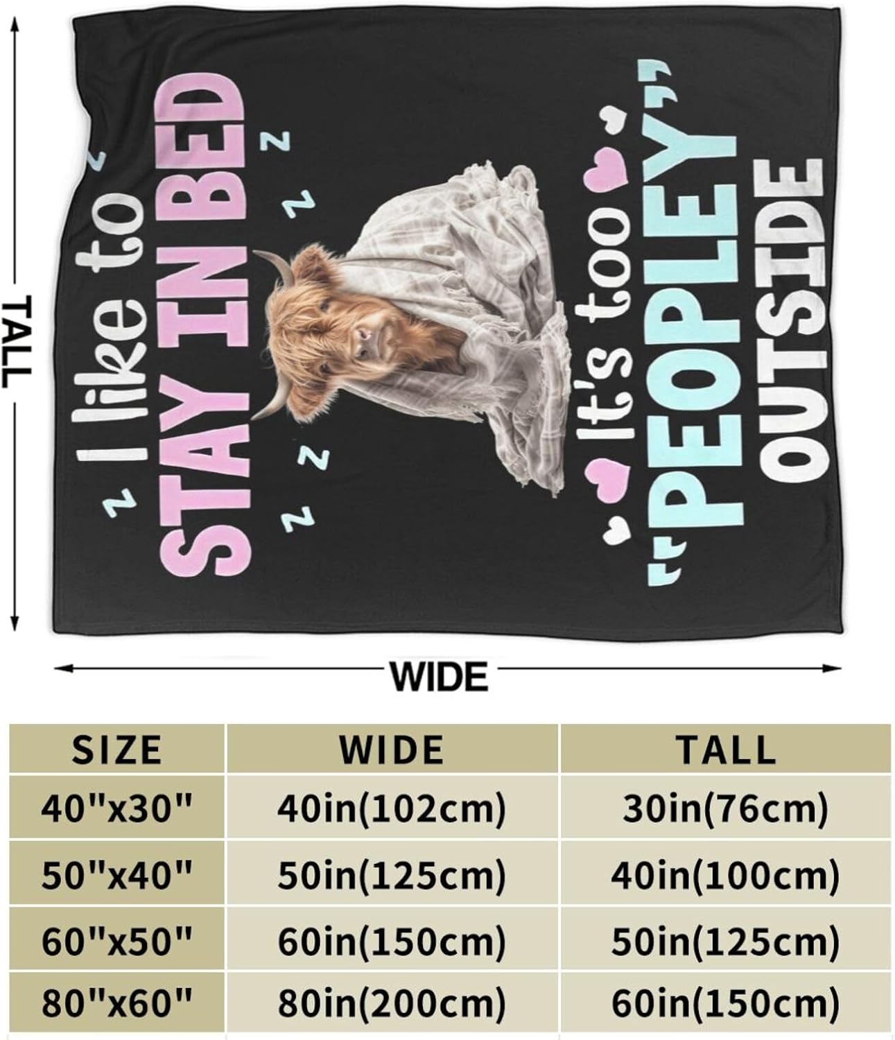 Highland Cow Blanket, Soft Plush Fleece Animal Throw Blanket - Cozy Warm Stuff Blankets Bedding Funny Cow Gifts for Women Girls Kids Adults 40"X50" - Image 4