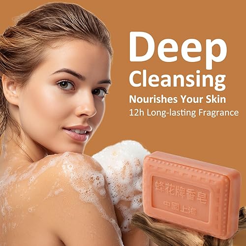 Miniatura 5 de Bee & Flower Barra de jabón de sándalo, jabón hidratante de baño, barras de jabón que nutre tu piel, 4.4 onzas (paquete de 4)