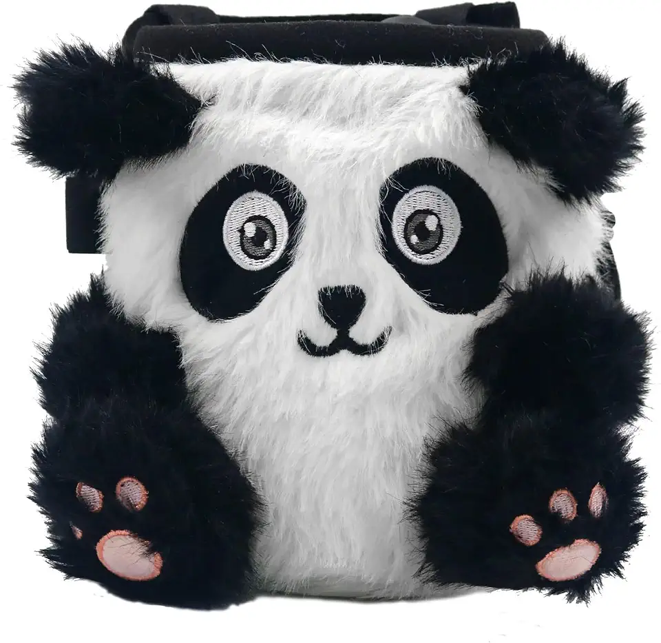 NewDoar Saco de Chalk para escalada, Boulder, Panda Chalk Bag Balde com cinto de clipe rápido e bolso com zíper, equipamento de escalada para homens, mulheres e crianças