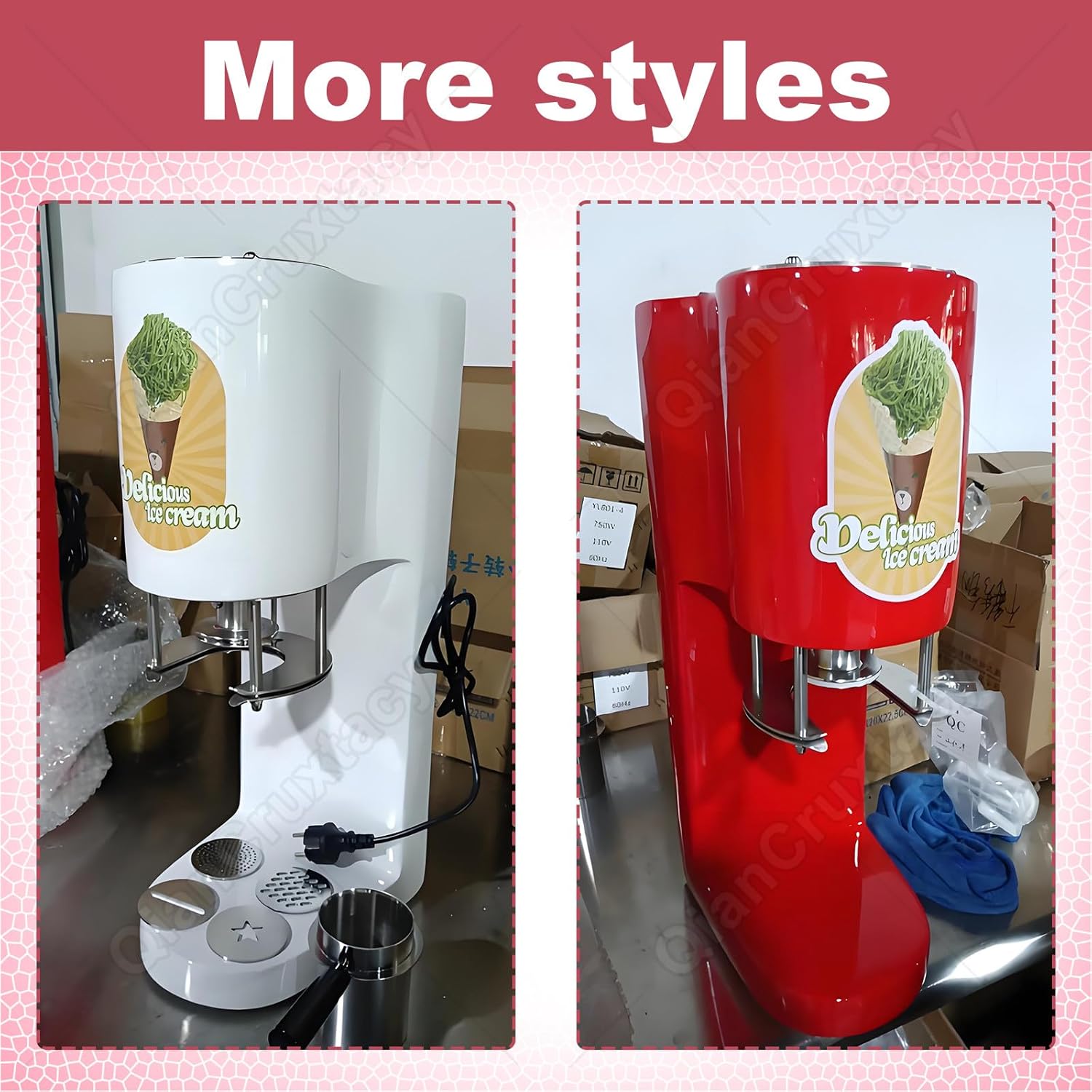 Multi-shape Spaghetti Ice Cream Press Machine,Soft Ice Cream Maker Machine for Home,Spaghetti Ice Cream Maker,For Ice Cream Store, Bars, Snack Bar, Home Parties and Festivals Yellow