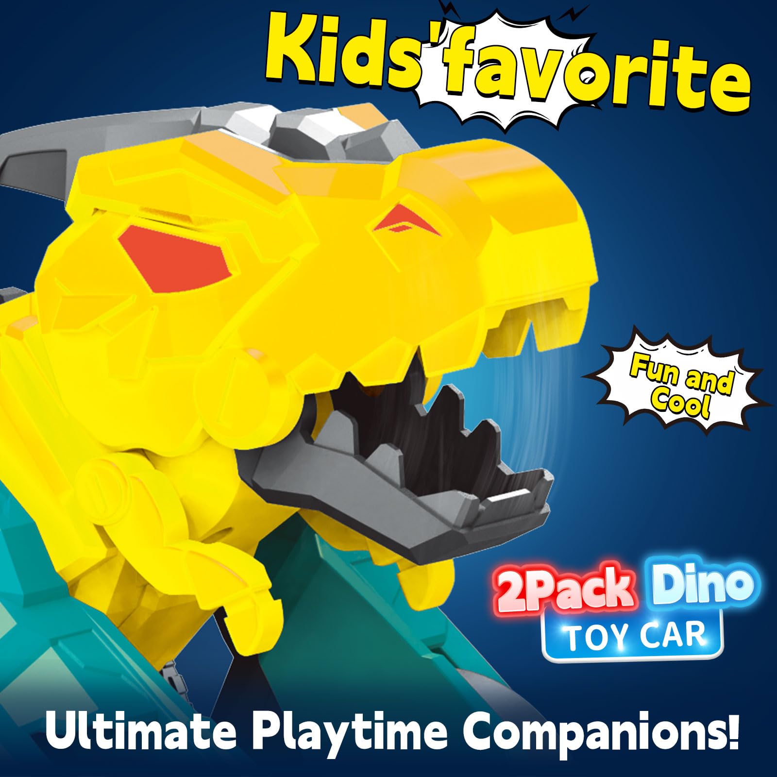 Juguetes de dinosaurio transformadores de colisión, juguetes para niños de 2 a 4 años, paquete de 2 camiones transformadores, juguete de auto para niños de 2, 3, 4, 5, 6 años, regalos de Pascua 2