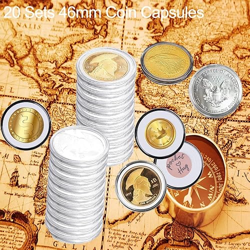 Miniatura 7 de 20 cápsulas de monedas de 1.811 in con 7 tamaños (16202527303846) juntas de espuma para colección de monedas, moneda de plata americana Eagle