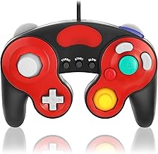 【K&SGAMER】 Switch 対応 ゲームキューブ コントローラ （GC WiiU Wii ゲームキューブ 振動対応） (レッド & ブラック)