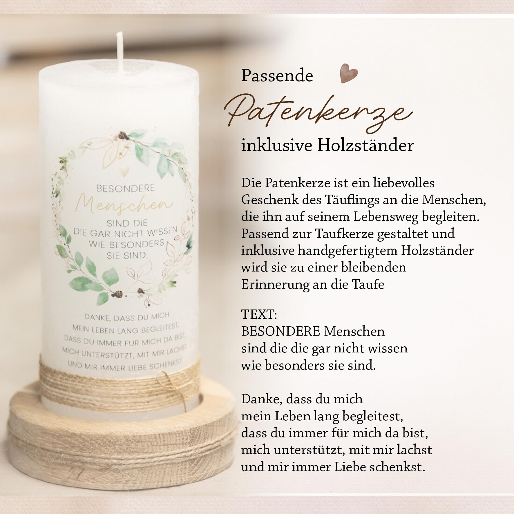 Personalisierte Taufkerze | Moderne handgemachte Kerze mit Name & Datum Junge | Individuelles Taufgeschenk Bub | Hochwertige Rustikkerze | Partenkerze Taufe | Blau Grün Boho (B-Mint)