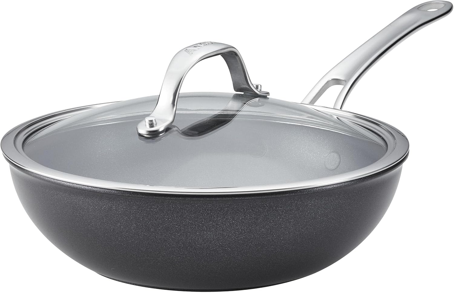 Anolon X SearTech Aluminum Nonstick Cookware Stir Fry Wok with Lid, 10-inch, Super Dark Gray (Stir Fry (10 Inch)) Thumbnail