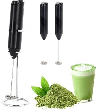 2 Pack Matcha Whisk Set, Electric Milk Frother, Handheld Frother with Food Grade Stainless Steel Whisk, Suitable for Matcha, Coffee,Hot Chocolate,Milk and Protein Powder, One Bracket Stand is Included