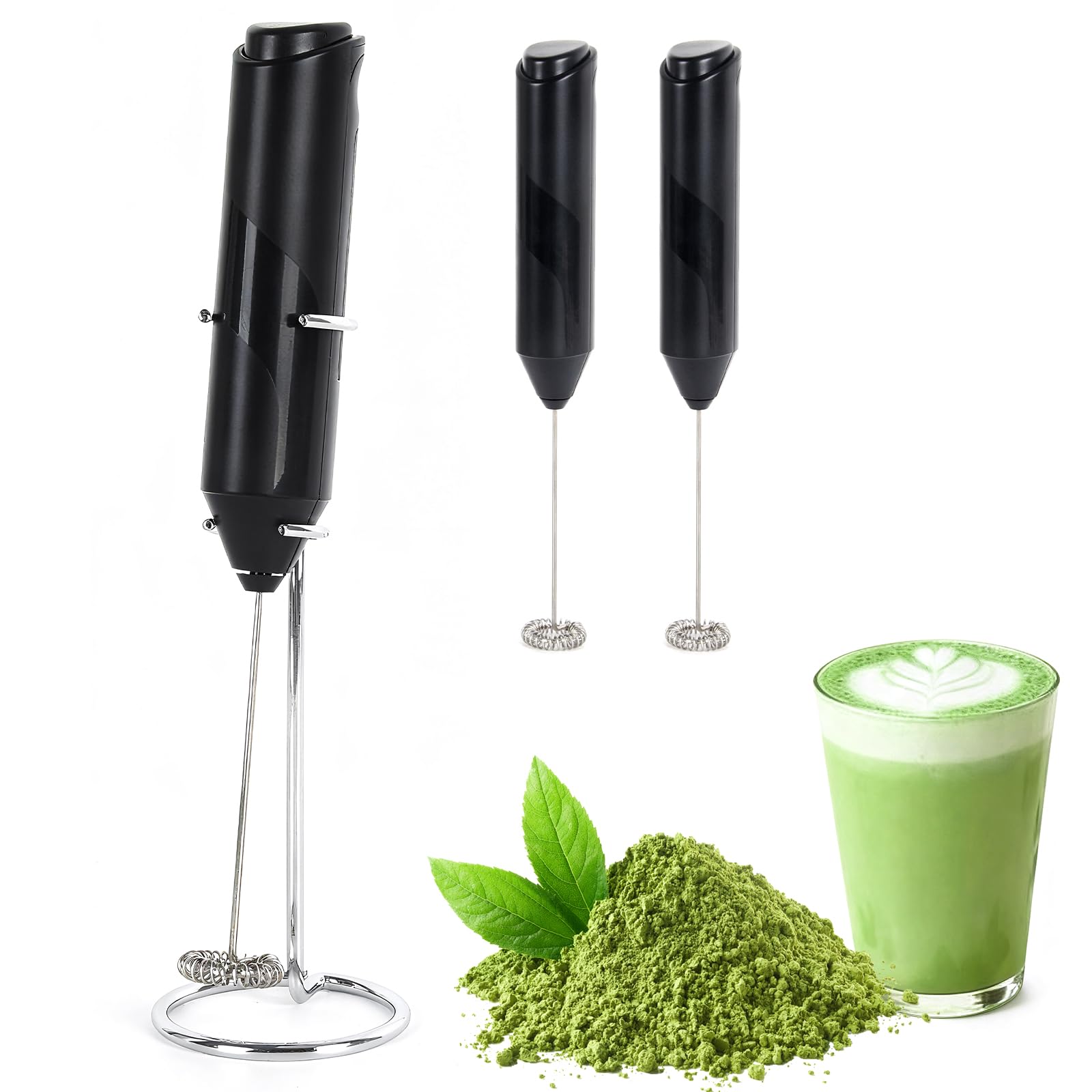 Photo 1 of 2 Pack Matcha Whisk Set, Electric Milk Frother, Handheld Frother with Food Grade Stainless Steel Whisk, Suitable for Matcha, Coffee,Hot Chocolate,Milk and Protein Powder, One Bracket Stand is Included