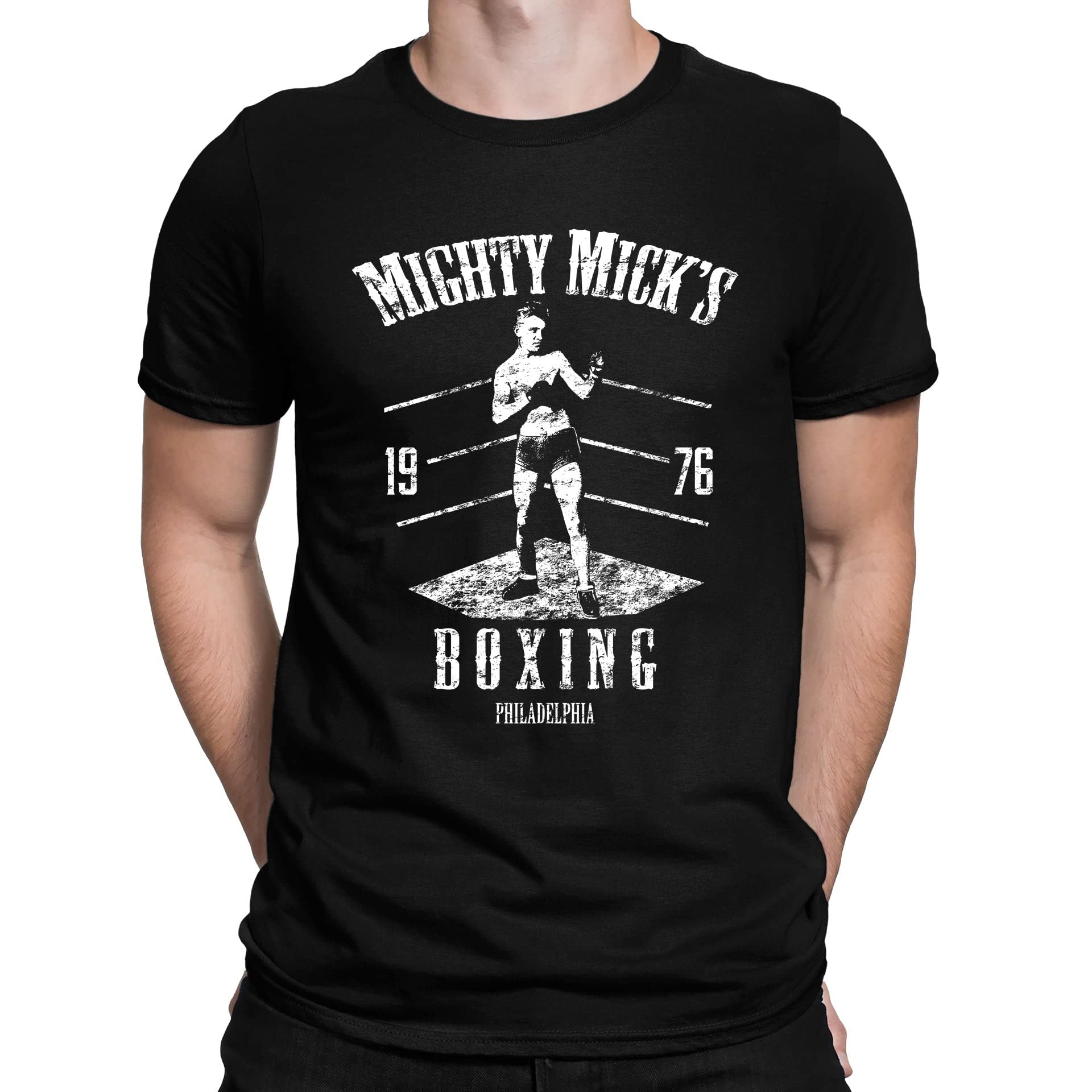 Mighty Micks Boxing Gym Rocky Movie Inspired Mens T-Shirt Black (L)