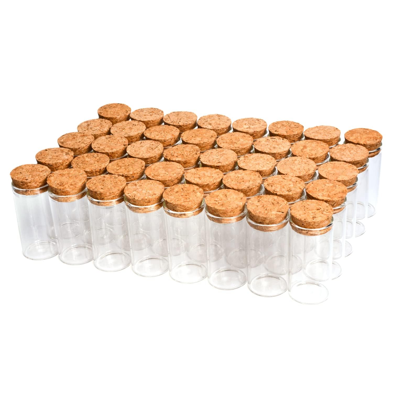 Kurtzy Bottigliette di Vetro con Tappo di Sughero, Viti ad Occhiello e Spago (Confezione da 50) - Vasetti da 9 ml e 18 ml - Bottigliette Vetro
