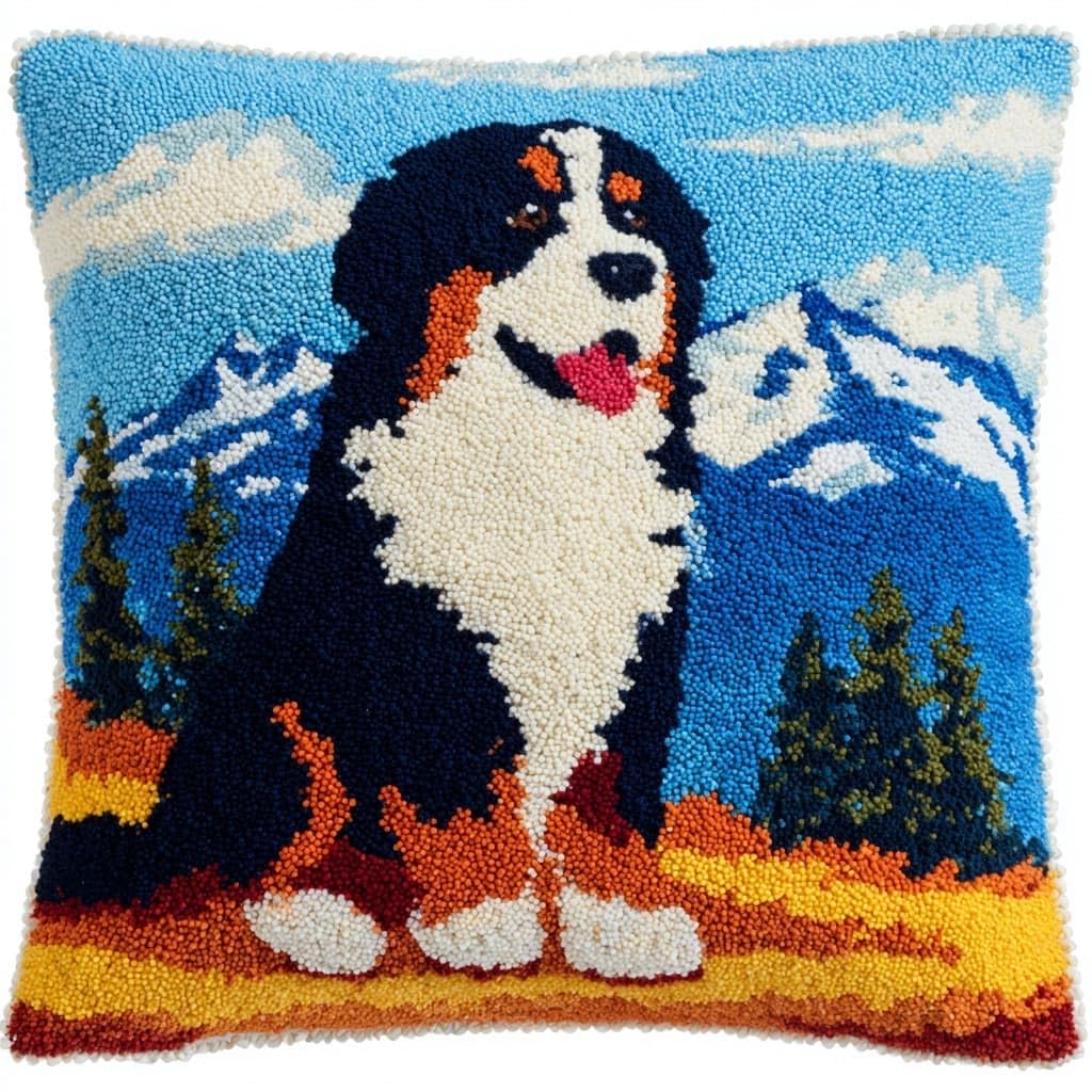 WallustrioaW Latch Hook Pillowcase Embroidery Kit,Animal Dog