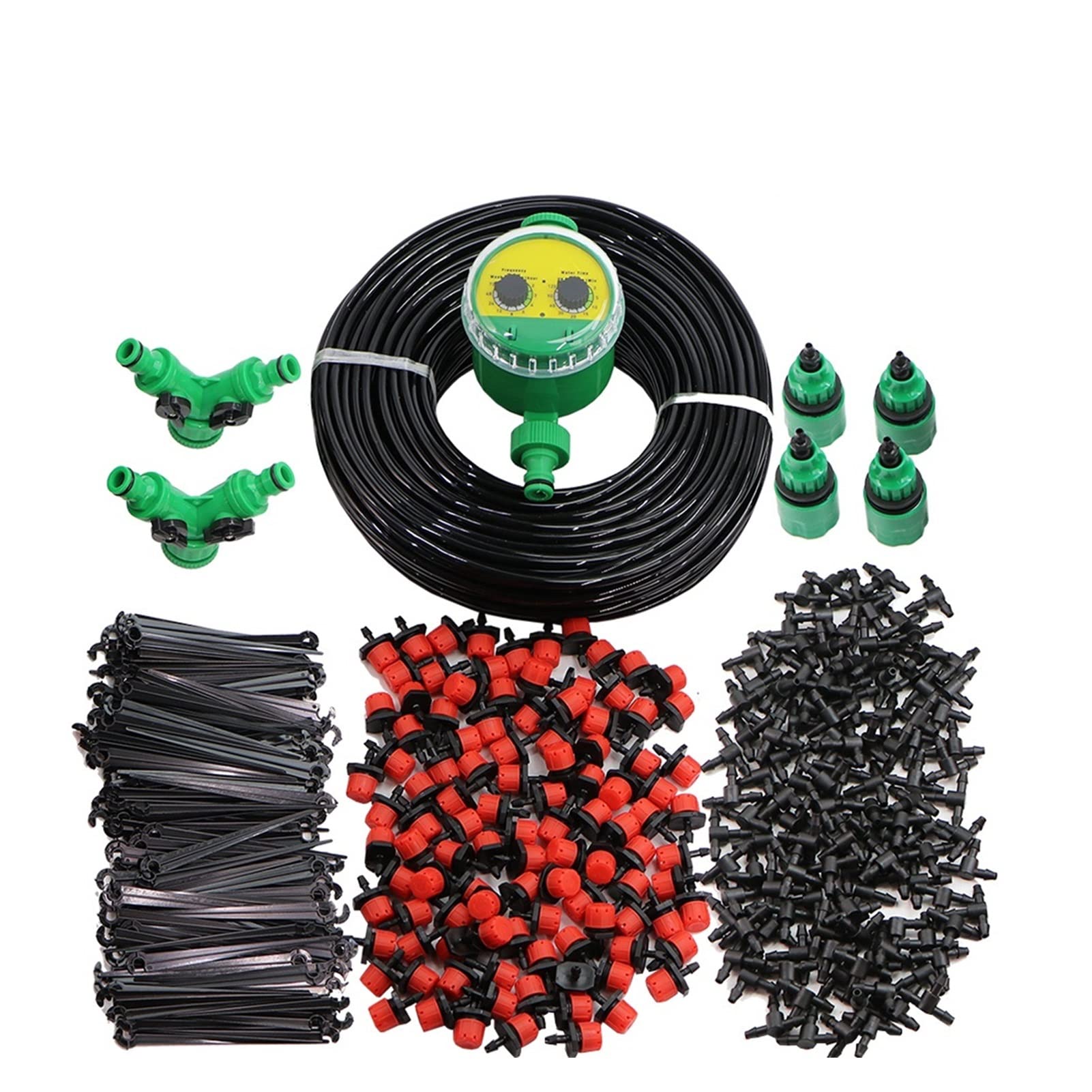 Zestaw do nawadniania kropelkowego 50 m automatyczne nawadnianie ogrodowe regulowany system nawadniania kropelkowego 4/7 mm z kontrolerem timera wody zestaw mikrokropli (kolor: B)