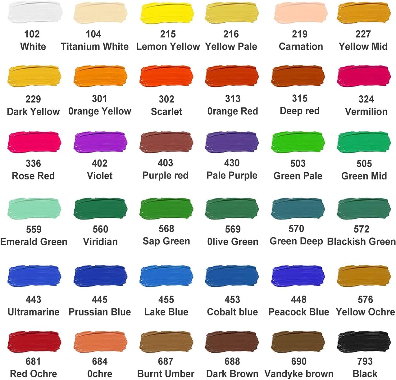 Acrylic Paint Set, 2oz Bottles, Emooqi 36 Pcs Professional & Vivid Painting Supplies Set, with 6 Brushes, Palette, Scraper, Paint for Canvas, Wood, and Stones, for Artists, Students and Kids. : Arts, Crafts & Sewing