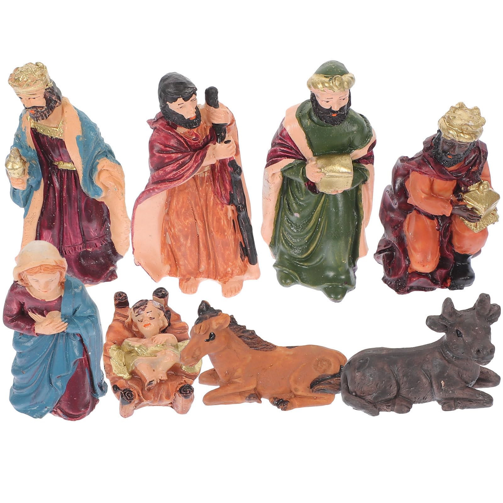 TOYANDONA 4 Sets Kleines Krippenset aus Kunstharz, für Büro und Kirche