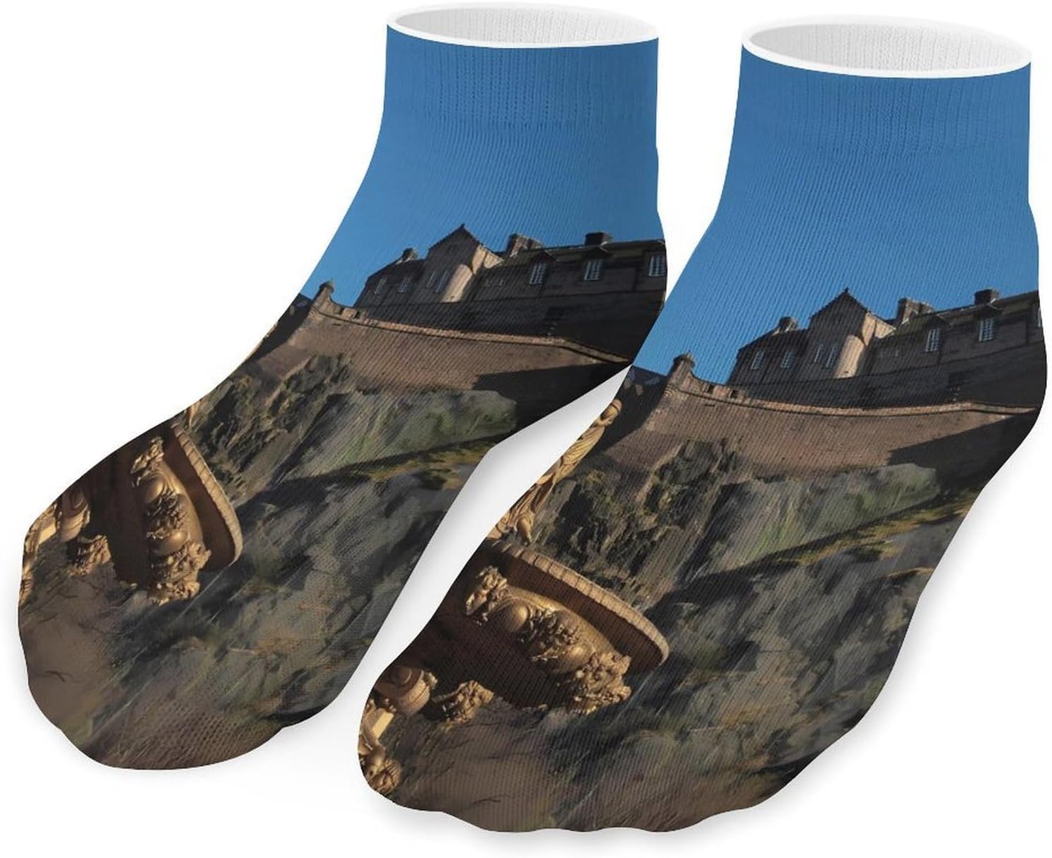 Edinburgh Castle Fontana No Show Ankle Socks Low Cut Non Slip Flat Boat Line 5 Pairs Set