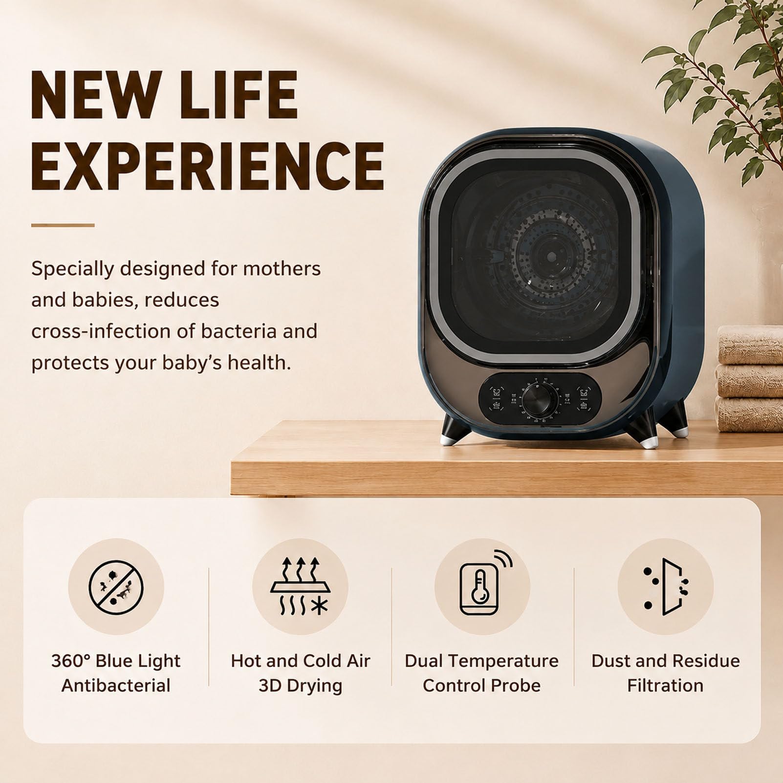 Mini suszarka do ubrań 300 W przenośna suszarka wirowa ElectroplatedBrown