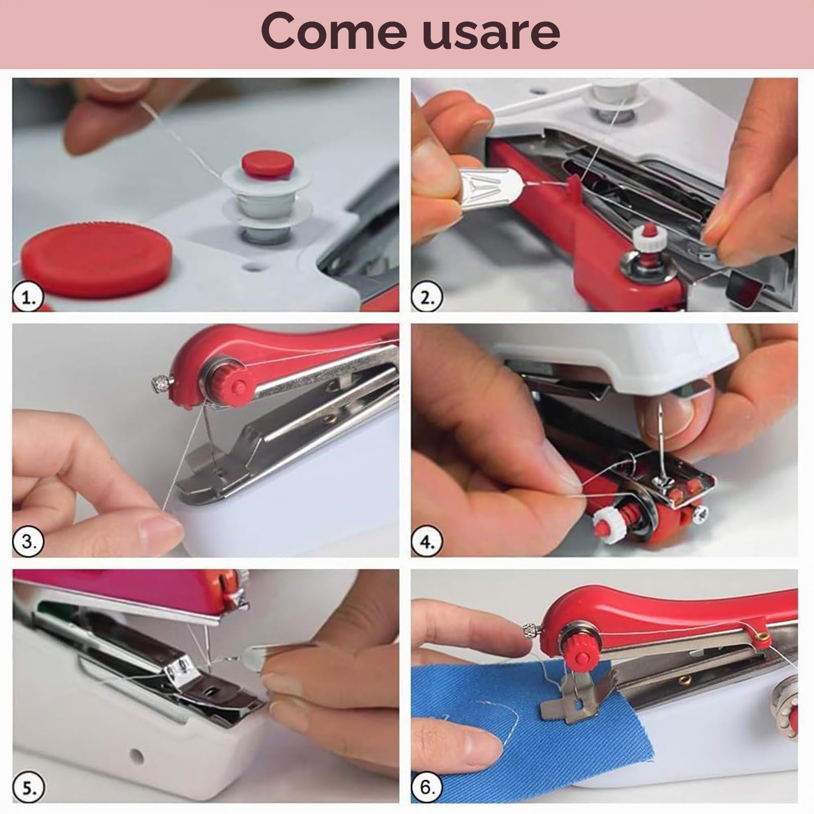 Macchina da Cucire Portatile a Mano, SINZONEu® Mini Macchina da Cucire Elettrica con Doppia Alimentazione, USB/Batteria per Principianti, Riparazione Vestiario, Tessuti, Viaggi DIY