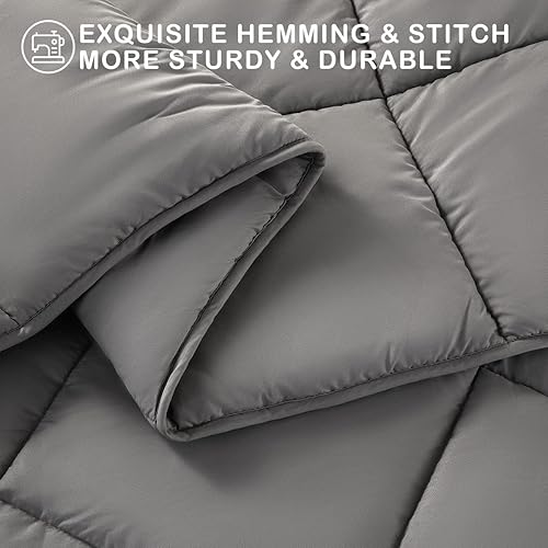 Miniatura 3 de Shilucheng Edredón reversible acolchado suave para todas las estaciones, relleno de edredón alternativo para invierno, verano, cálido, esponjoso,